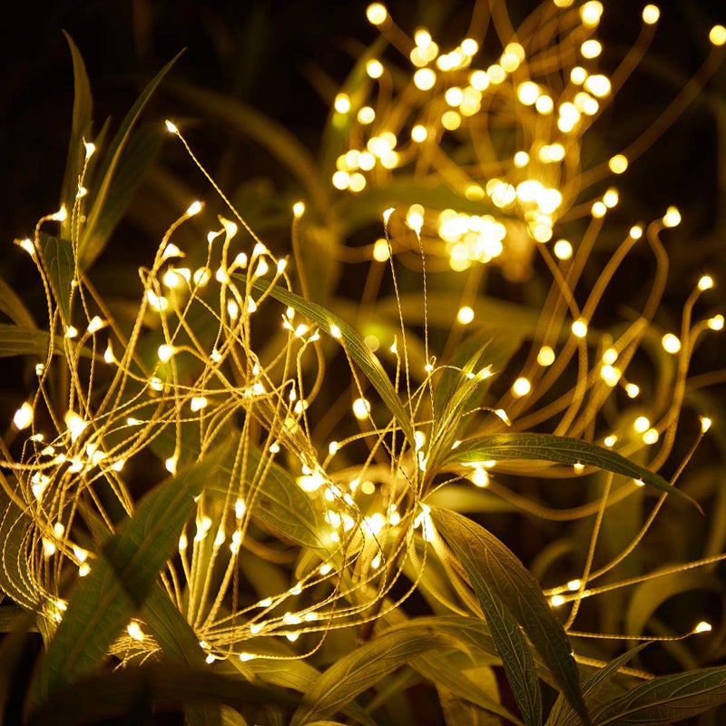 HELESIN Christmas Outdoor Garden Decorative Lights, Solar Firework Lights 105 LED Powered 35 Copper Wires, DIY Flowers Fireworks Stars for Walkway Pathway Backyard Christmas Party Decor (Warm White 2 Pack) - Image 3